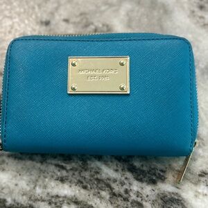 Pre-Loved MK Turquoise Compact Wallet